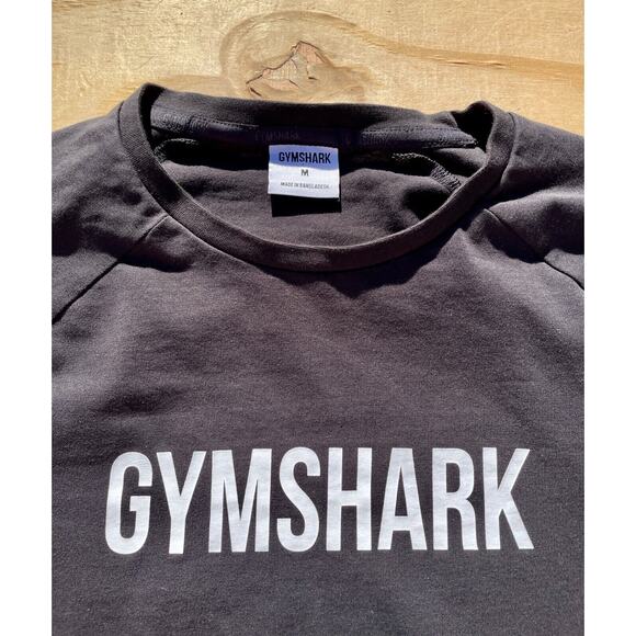 GYM SHARK Long Sleeve Crew Neck Logo Tee GML T4228 Men's Black Size Medium - Picture 3 of 5